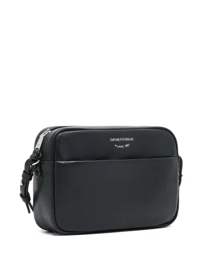 Emporio Armani Bovine Leather Shoulder Bag In Black