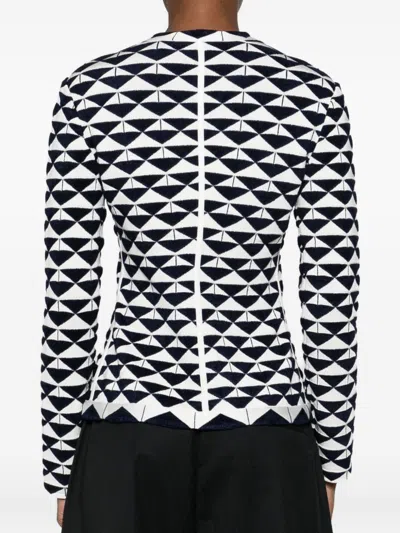 Emporio Armani Cotton Blend Geometric Blouse In Pattern