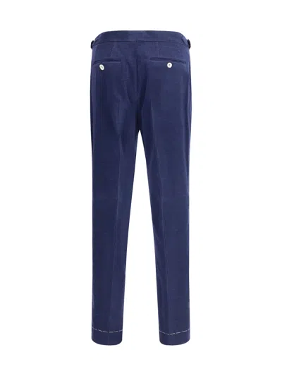 Brunello Cucinelli Men Wool Corduroy Trousers In Blue