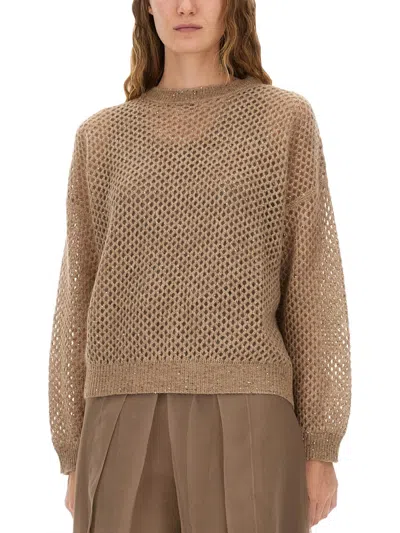 Brunello Cucinelli Women "dazzling" Jersey In Brown
