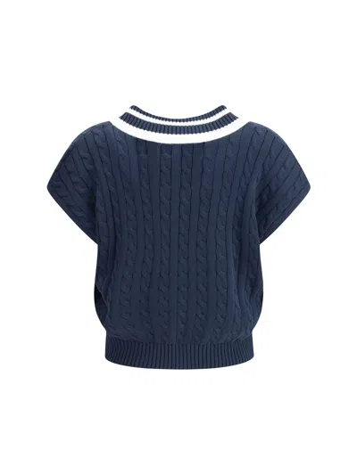 Brunello Cucinelli Women Aran-patterned Vest In Blue