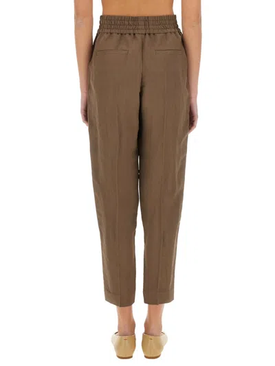 Brunello Cucinelli Women Baggy Pull-up Pants In Twill In Brown