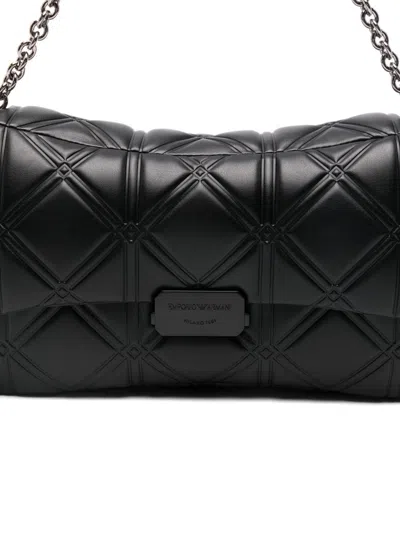 Emporio Armani Quilted Foldover Chain-link In Black