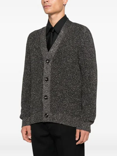 Emporio Armani Buttoned Shawl-collar Cardigan In Gray