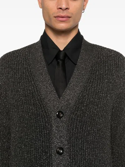 Emporio Armani Buttoned Shawl-collar Cardigan In Gray