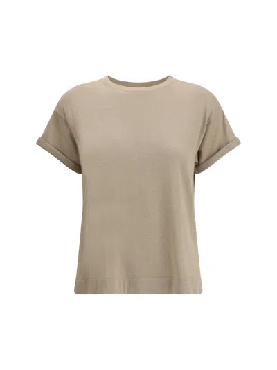 Brunello Cucinelli Women Cashmere Glitter T-shirt In Nude