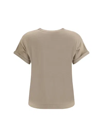 Brunello Cucinelli Women Cashmere Glitter T-shirt In Nude
