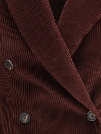 Brunello Cucinelli Women Corduroy Cotton Jacket In Burgundy