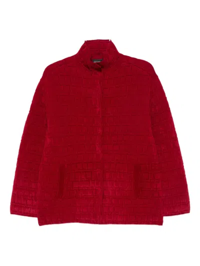 Emporio Armani Textured High-neck Jacket In Red