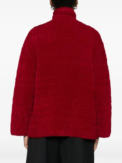 Emporio Armani Textured High-neck Jacket In Red