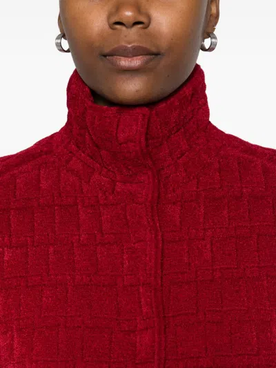 Emporio Armani Textured High-neck Jacket In Red