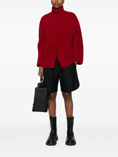 Emporio Armani Textured High-neck Jacket In Red