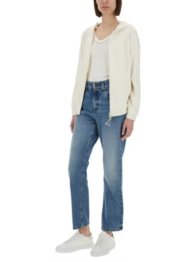 Brunello Cucinelli Women Cotton And Silk Interlock Topwear In White