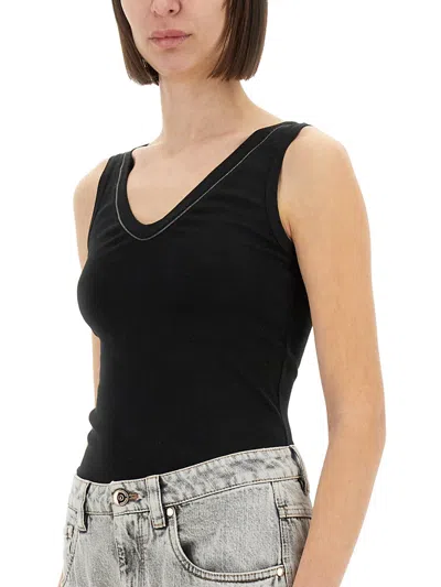 Brunello Cucinelli Women Cotton Tank Top In Black