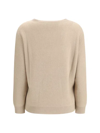 Brunello Cucinelli Women Crew-neck Sweater In Neutral