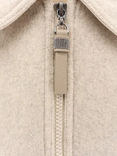 Brunello Cucinelli Women Double Cashmere And Wool Cloth Bomber In Neutral