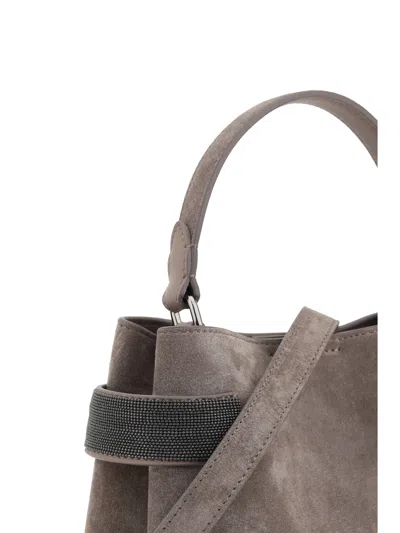 Brunello Cucinelli Women Leather Handbag In Gray