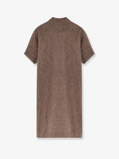 Brunello Cucinelli Women Mohair And Virgin Wool Dress With Sequins In Brown