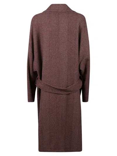 Etro Dusty Rose Herringbone Wool Jacket With Tied Waist In Multi