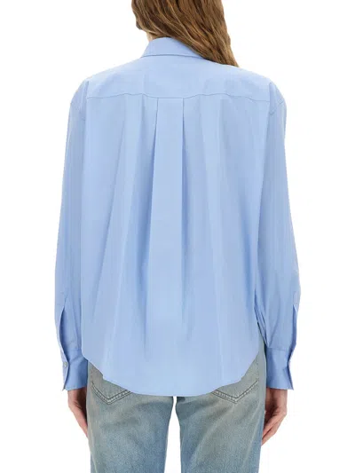 Brunello Cucinelli Bow Pocket Long Sleeve Shirt In Blue