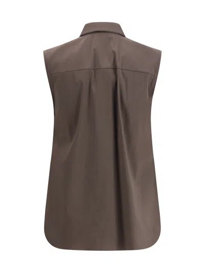 Brunello Cucinelli Women Sleeveless Shirt In Brown