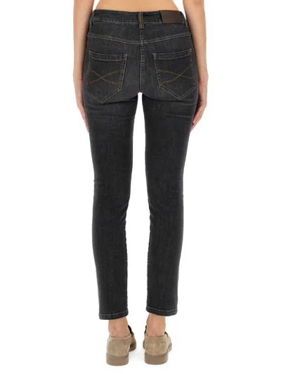 Brunello Cucinelli Women Slim Fit Denim Pants In Black