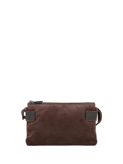 Brunello Cucinelli Women Suede Leather Shoulder Bag In Brown