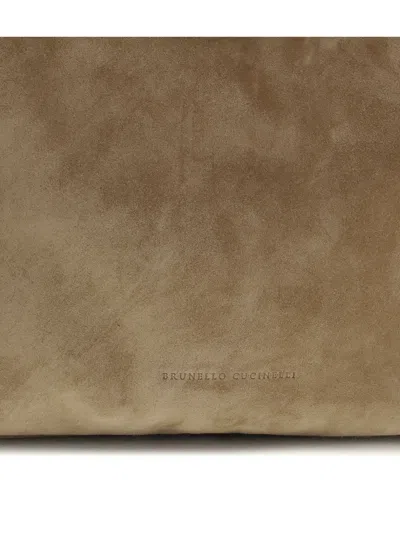 Brunello Cucinelli Women Suede Shoulder Bag In Brown