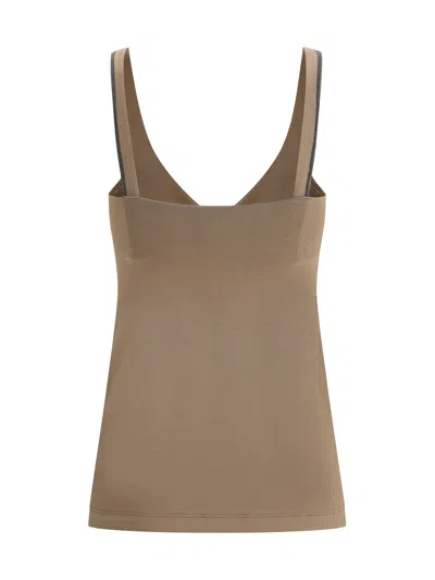 Brunello Cucinelli Women Top With Embellishments In Brown
