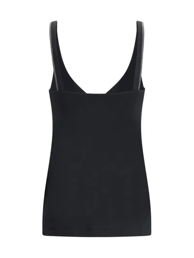 Brunello Cucinelli Women Top With Embellishments In Black