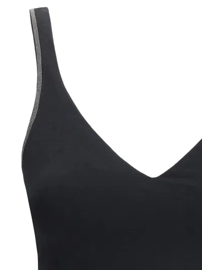 Brunello Cucinelli Women Top With Embellishments In Black