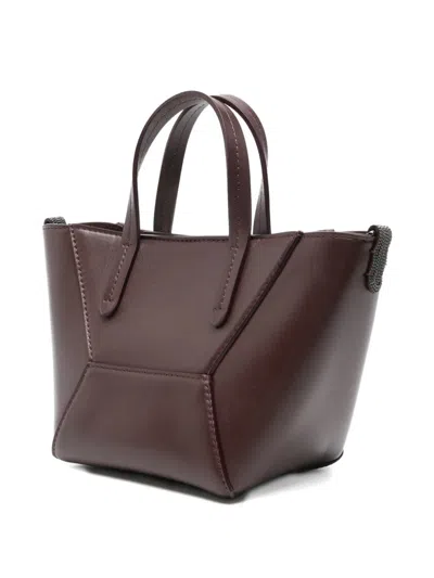 Brunello Cucinelli Geometric Tote Bag Adjustable Strap In Burgundy