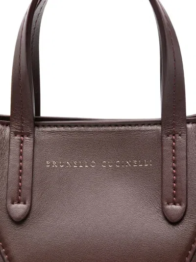 Brunello Cucinelli Geometric Tote Bag Adjustable Strap In Burgundy