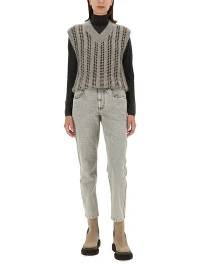 Brunello Cucinelli Women V-neck Vest In Gray