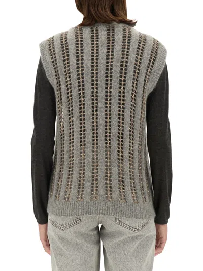 Brunello Cucinelli Women V-neck Vest In Gray