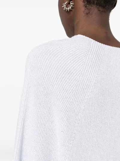 Fabiana Filippi Light Grey Metallic Knit Sweater In White
