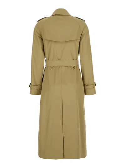 Burberry Women Sage Green Gabardine Waterloo Trench Coat In Multi
