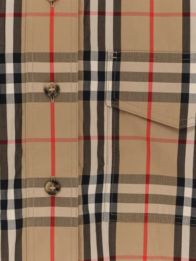 Burberry Women Cotton Shirt With Check Print In Multi