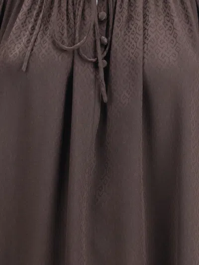 Burberry Women Geometric Silk Blouse In Brown