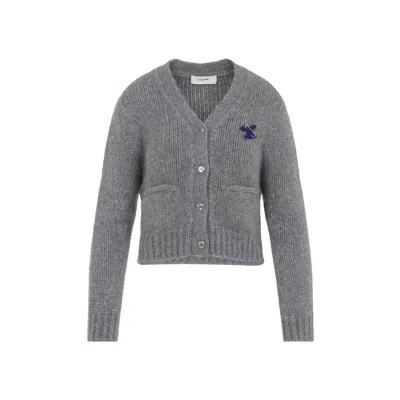 Celine Light Grey Cashmere And Silk Cardigan In Gray