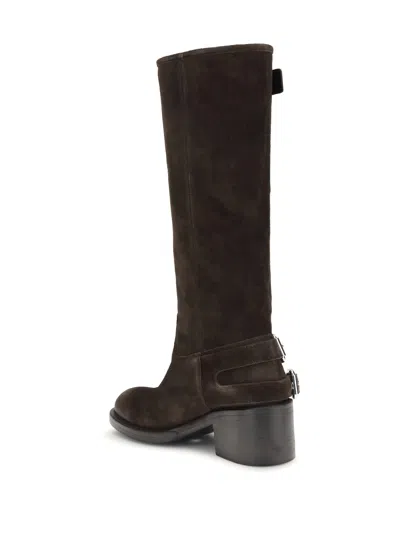 Chloé Brown Dakota Biker Boots In Multi