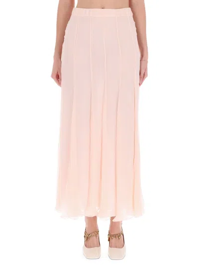 Chloé Women Silk Muslin Maxi Skirt In Pink