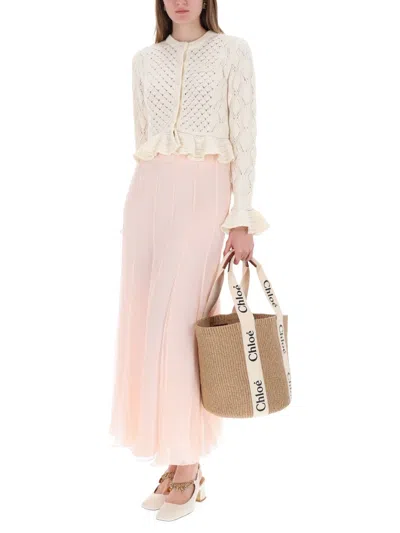Chloé Women Silk Muslin Maxi Skirt In Pink