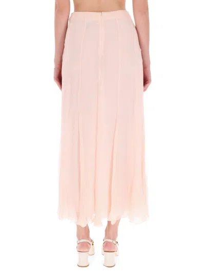 Chloé Women Silk Muslin Maxi Skirt In Pink