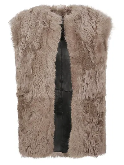 Enes Faux Fur Sleeveless Vest For Women In Brown