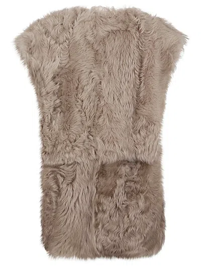 Enes Faux Fur Sleeveless Vest For Women In Brown