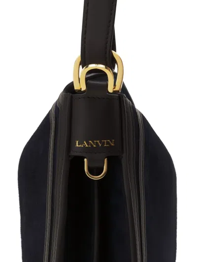Lanvin Compagnon Small Asymmetrical Bag With A Python Finish In Black