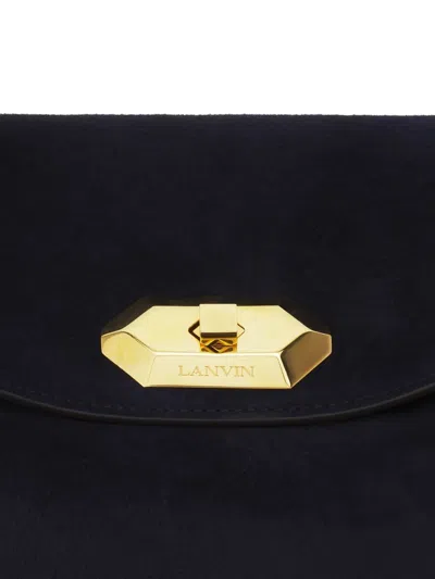 Lanvin Compagnon Small Asymmetrical Bag With A Python Finish In Black