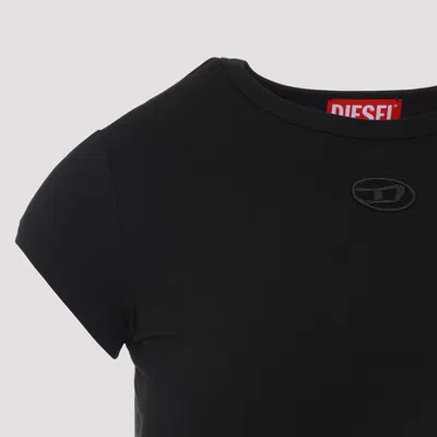 Diesel Women Black Stretch Jersey Logo T-angie-od T-shirt In Black