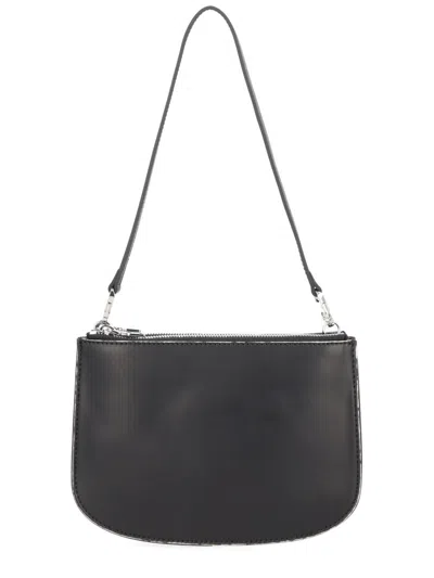 Diesel Twin-double-pouch Embossed-leather Shoulder Bag In Black